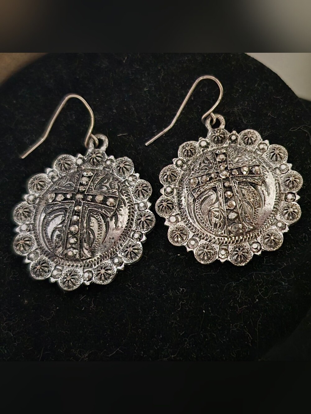 Silver-tone Cross Dangle Earrings - Women Jewelry